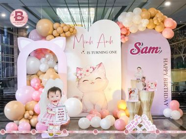 TRANG TRÍ SINH NHẬT BÉ GÁI MINH ANH SAM CONCEPT CAT CUTE