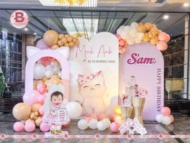 TRANG TRÍ SINH NHẬT BÉ GÁI MINH ANH SAM CONCEPT CAT CUTE